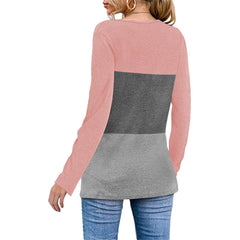 Casual V-neck long sleeve shirt pullover base top