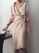 Fashion Pure Irregular Lacing Long sleeve V neck Bodycon Dresses