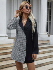 Chic and fashion Double-breasted black and white workday blazers