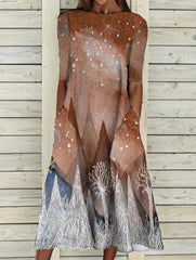 Mid Sleeve Fashion Print Handbag Plus Size Maxi Dresses