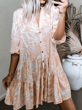 Casual Loose Floral print V neck Half sleeve Shift Dresses
