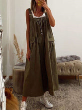 Casual Loose Pure Sleeveless Pocket Maxi Dresses