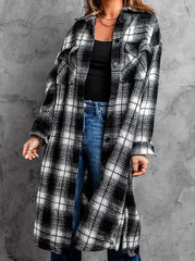 Black and white grid women shirt neck long sleeve blouses