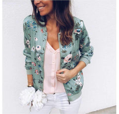 Fashion Print Round neck Zipper Long sleeve Jackets