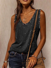 Casual Star print V neck Sleeveless T-shirt Vests