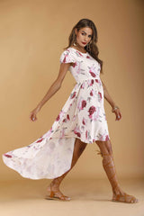 Fashion Print Round neck Short sleeve Skater Dresses
