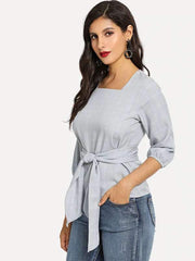 Fashion Plaid Lacing Blouses