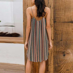 Casual Stripe Vest Sleeveless Shift Dresses
