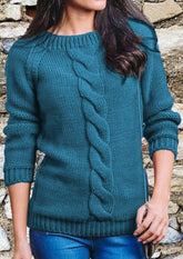 Braid Detail Crewneck Long Sleeve Sweaters