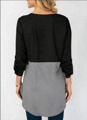 Loose Round neck Gored Long sleeve Long Blouses