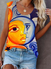 Casual Abstract printing Round neck Sleeveless T-Shirts