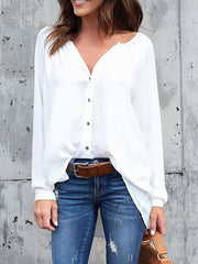 Casual Pure V neck Long sleeve Blouses