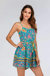 Fashion Floral Lacing Vest Jumpsuits