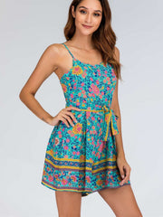 Fashion Floral Lacing Vest Jumpsuits