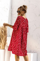 Fashion Point print Round neck Half sleeve Pocket Shift Dresses