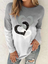 Fashion Gradient Heart print Round neck Long sleeve T-Shirts