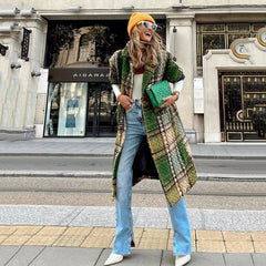 Fashion Long Sleeve Big Lapel Jacket Printed Long Coats