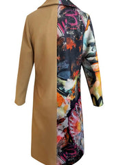 Fashion casual printed elegant turn down neck winter coats