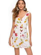 Fashion Print Lacing V neck Jumpsuits
