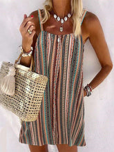 Casual Stripe Vest Sleeveless Shift Dresses