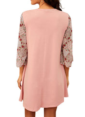 Casual Round neck Gored print Half sleeve Shift Dresses
