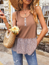 Round neck sleeveless leopard printed vests