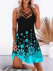 Fashion dress women v neck halter sleevelss vacation dresses