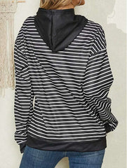 Casual Stripe Cat print Long sleeve Hoodies Sweatshirts
