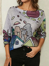 Fashion Print Lapel Long sleeve T-Shirts