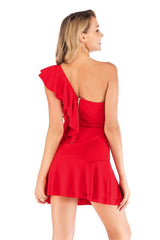 Pure Falbala Single shoulder Shift Dresses