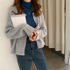 Round neck twist knit cardigans sweaters