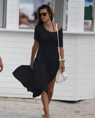 Fashion Off shoulder Short sleeve Maxi Dresses