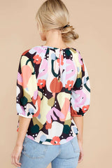 Casual Floral print Round neck Half sleeve Blouses