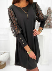 Elgegant Date plain fashion women long sleeve shift dresses