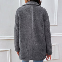 Big lapel Women gray fashion with pocket coats