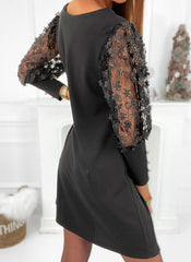 Elgegant Date plain fashion women long sleeve shift dresses