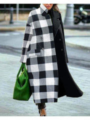 Women stylish printed stand up collar long coats