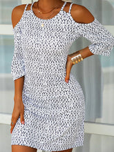 Off shoulder ladies round neck mini dress vacation printed dresses