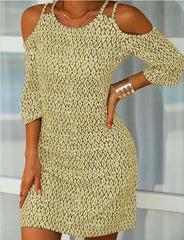 Off shoulder ladies round neck mini dress vacation printed dresses