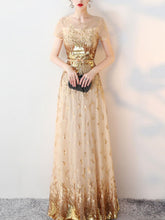 Printing Sequined Contrast O-Neck Short Sleeves Sheath Dresses
