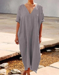 Short Sleeve Work Plain Maxi Dresses