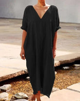 Short Sleeve Work Plain Maxi Dresses