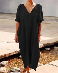 Short Sleeve Work Plain Maxi Dresses