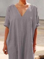 Short Sleeve Work Plain Maxi Dresses