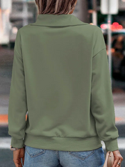 Women Regular Fit Plain Casual Zipper Turtleneck Sweatshirts