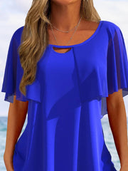 Round Neck Regular Fit Casual Vacation Short Sleeve Tops T-shirts
