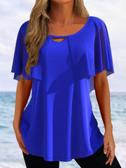 Round Neck Regular Fit Casual Vacation Short Sleeve Tops T-shirts