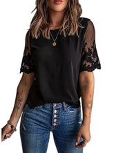 Round neck short sleeve top lace Chiffon T-shirts