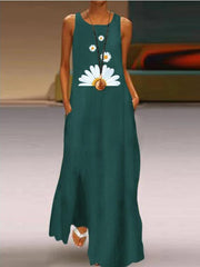 Crew Neck Cotton Boho Sleeveless Dresses