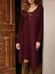 Crew Neck Casual Plain Dresses